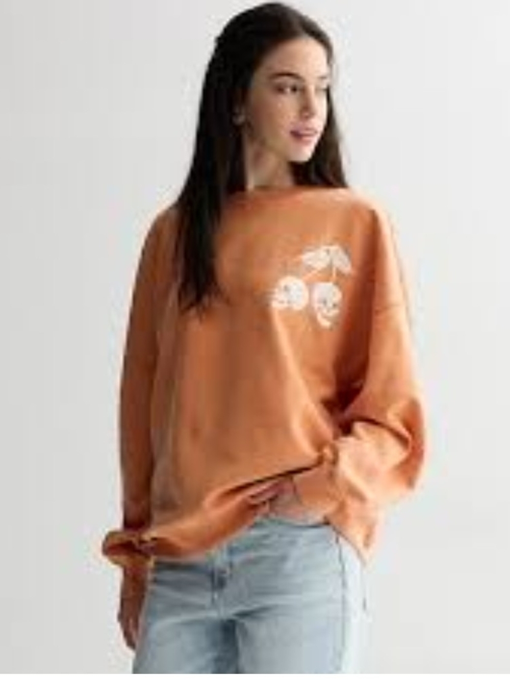 Junior Orange Cherry Graphic Sweatshirt
